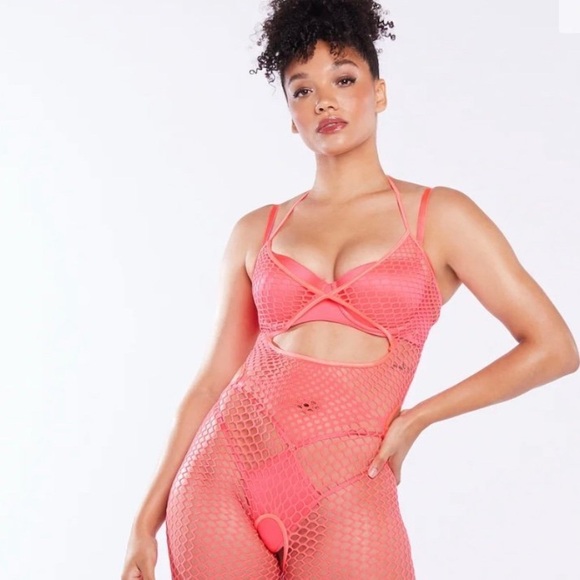 Savage X Fenty Other - SAVAGE X FENTY Commitment Issues Wrap Front Body Stocking Pink Flash